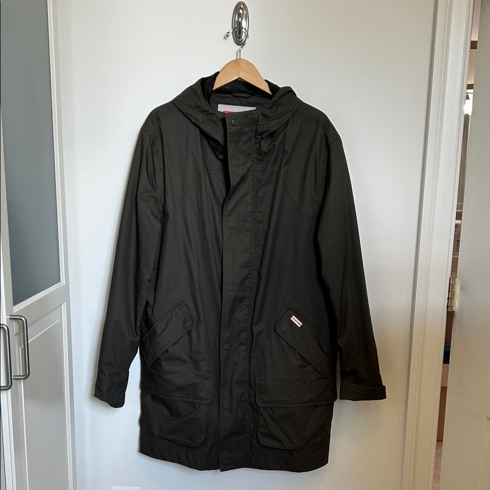 Hunter Men's Olive Hooded Raincoat